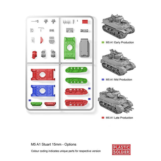 Plastic Soldier Company 15MM STUART M5 TANK X 5 VEHICLES New - Tistaminis