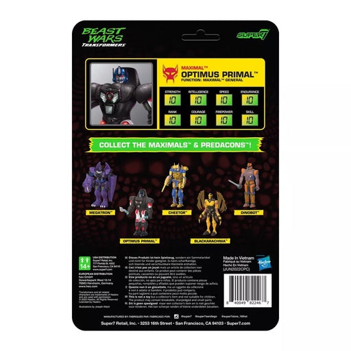 S7 TRANSFORMERS REACTION W7 BEAST W OPTIMUS PRIMAL New - Tistaminis