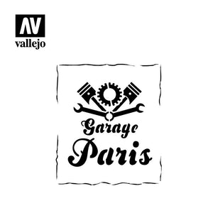 Vallejo VINTAGE GARAGE SIGN (1/35) Airbrush Stencil - Tistaminis