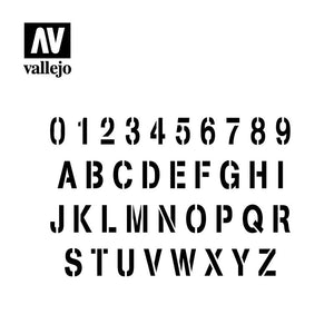 Vallejo STAMP FONT (1/35) Airbrush Stencil - Tistaminis