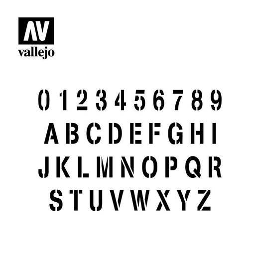 Vallejo STAMP FONT (1/35) Airbrush Stencil - Tistaminis