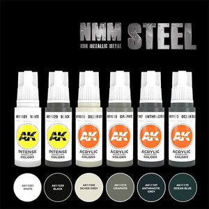 AK Interactive - NMM Non Metallic Metal Steel Acrylic Paint Set New - Tistaminis