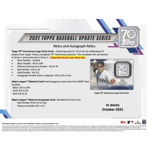 2021 TOPPS BASEBALL UPDATE BLASTER New - Tistaminis