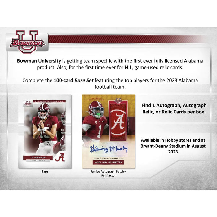 2023 TOPPS BOWMAN UNIVERSITY ALABAMA FOOTBALL New - Tistaminis