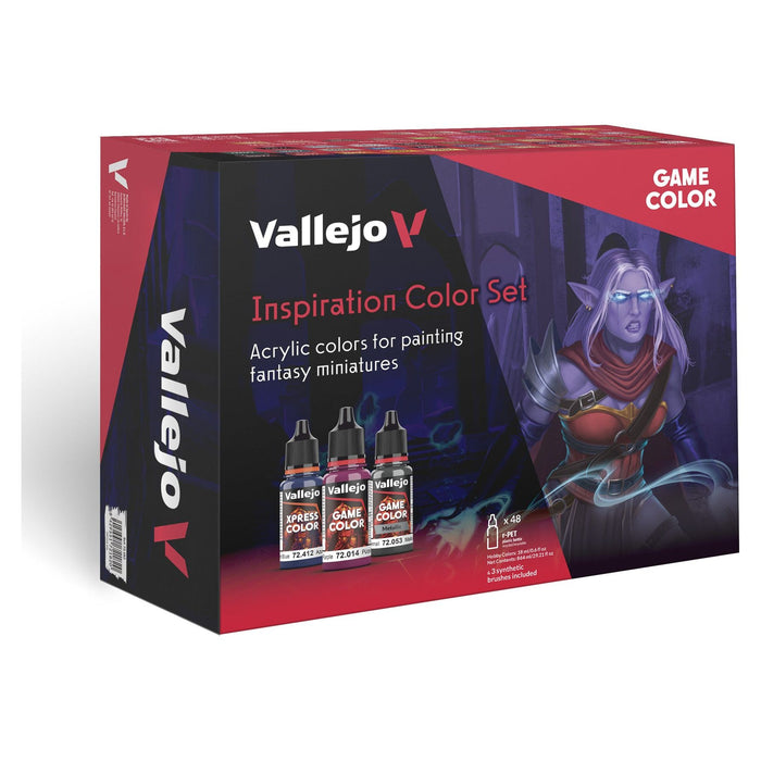 Vallejo VAL72182 INSPIRATION COLOUR SET - 48 BOTTLES + BRUSH SET Nov 2024 Pre-Order