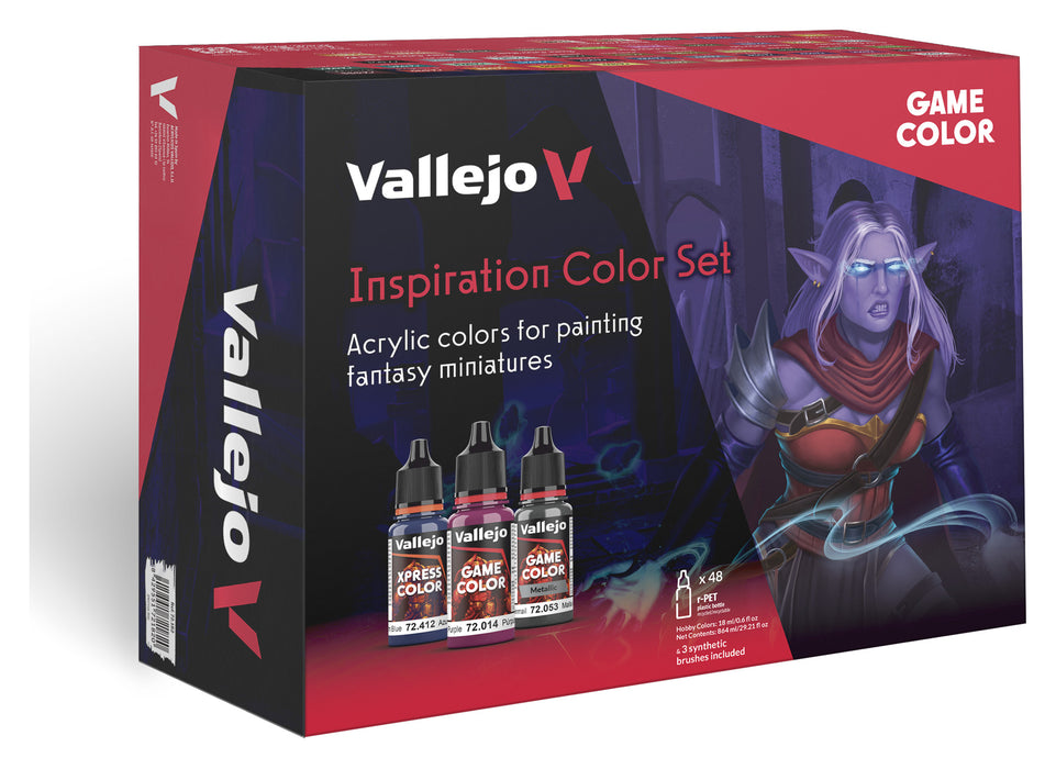 Vallejo VAL72182 INSPIRATION COLOUR SET - 48 BOTTLES + BRUSH SET Nov 2024 PreOrder