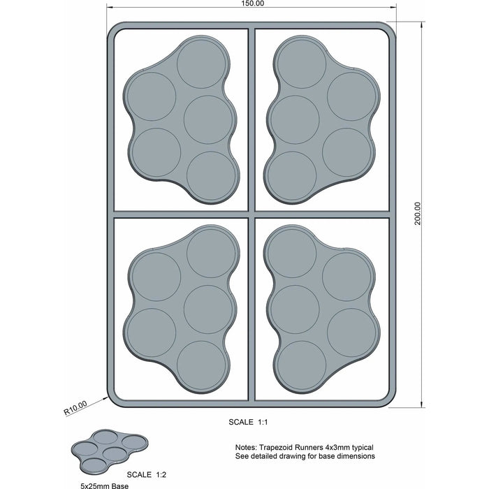 Victrix Plastic Bases Set 8. Skirmish movement trays for 25mm round bases. New - Tistaminis