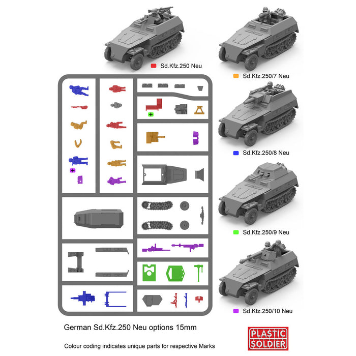 Plastic Soldier Company 15MM GERMAN SDKFZ 250 "NEU" HALFTRACK New - Tistaminis