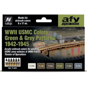 Vallejo WWII USMC COLORS GREEN & GREY PATTERNS 1942-1945 Paint Set New - Tistaminis