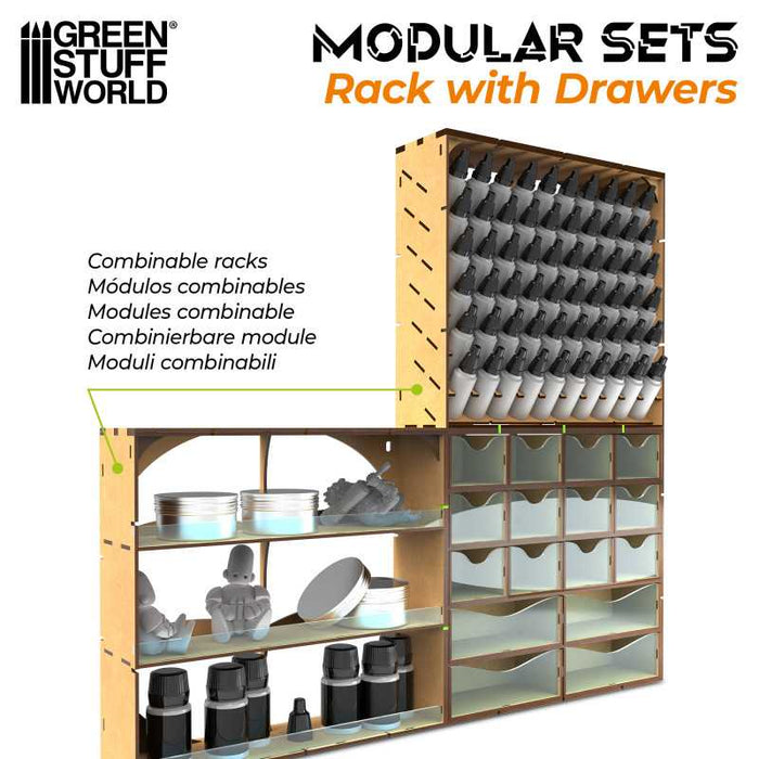 Green Stuff World MDF Vertical rack with Drawers