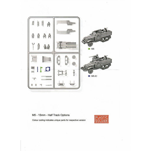 Plastic Soldier Company 15MM M5 HALFTRACK 5 UNITS/BOX New - Tistaminis