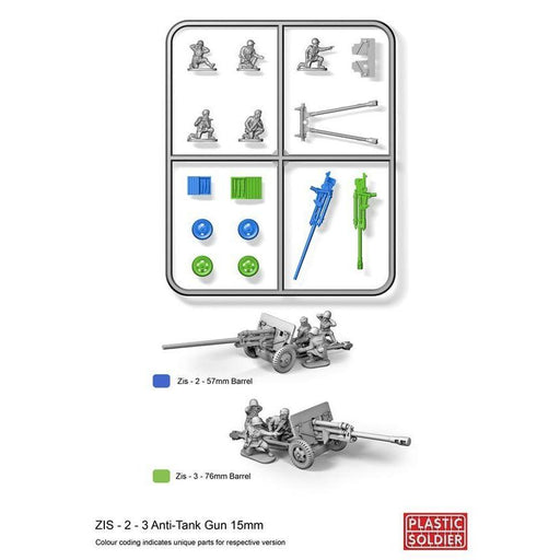 Plastic Soldier Company 15MM RUSSIAN ZIS 2 AND 3 ANTI TANK/FEILD GUN - 20 pc New - Tistaminis