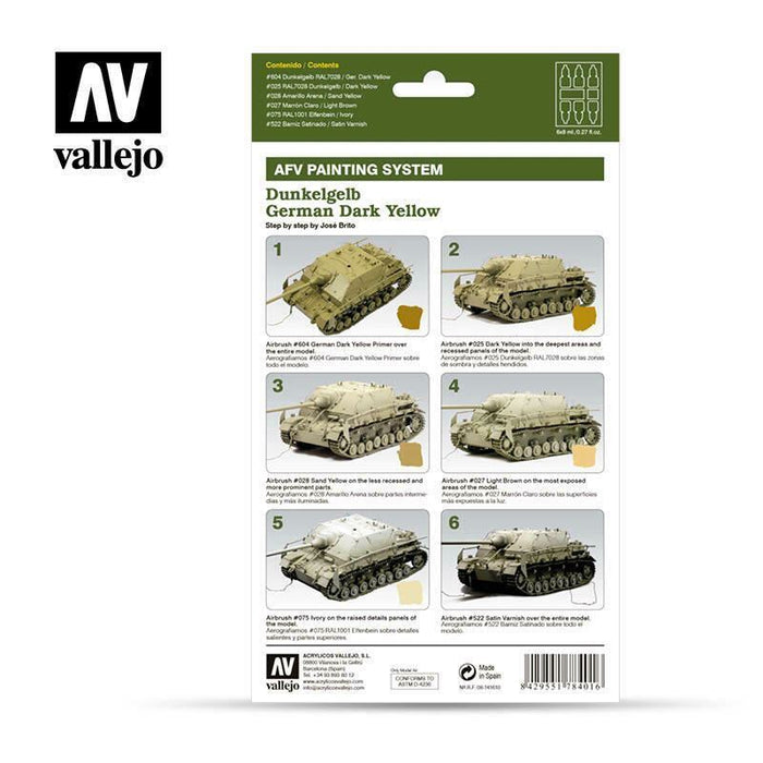 Vallejo AFV GERMAN DARK YELLOW - 6x8ml SET - AFV ARMOUR PAINTING Paint Set New - Tistaminis