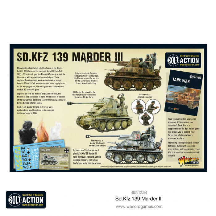 Bolt Action SD.KFZ 139 Marder III New - Tistaminis