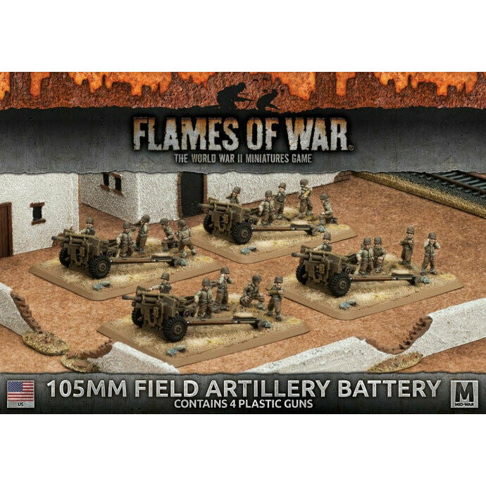 Flames of War Mid War American 105mm Field Artillery Battery (plastic) New - TISTA MINIS