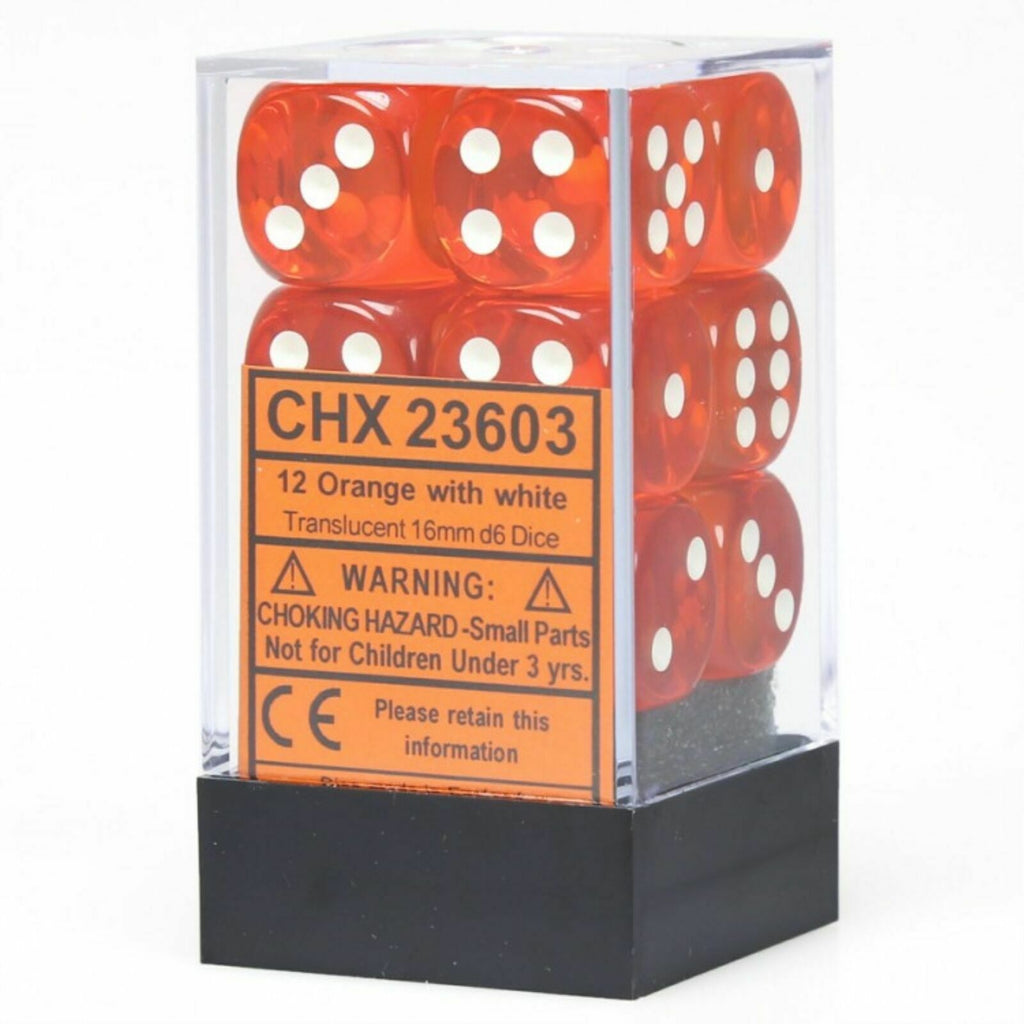 Chessex Translucent Orange/White Dice Set CHX23603 New - TISTA MINIS