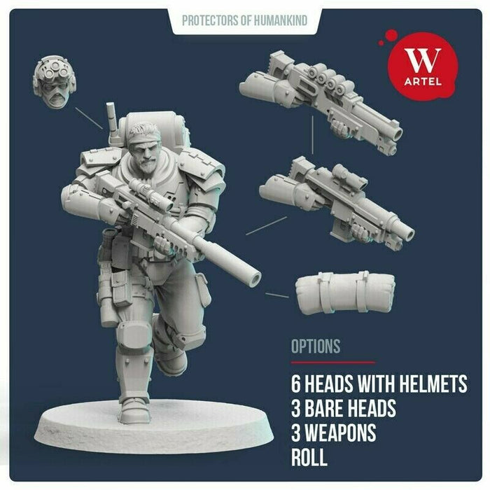 Artel Miniatures - Scout`n`Recon Squad with Heavy Weapon Specialist 32mm New - TISTA MINIS