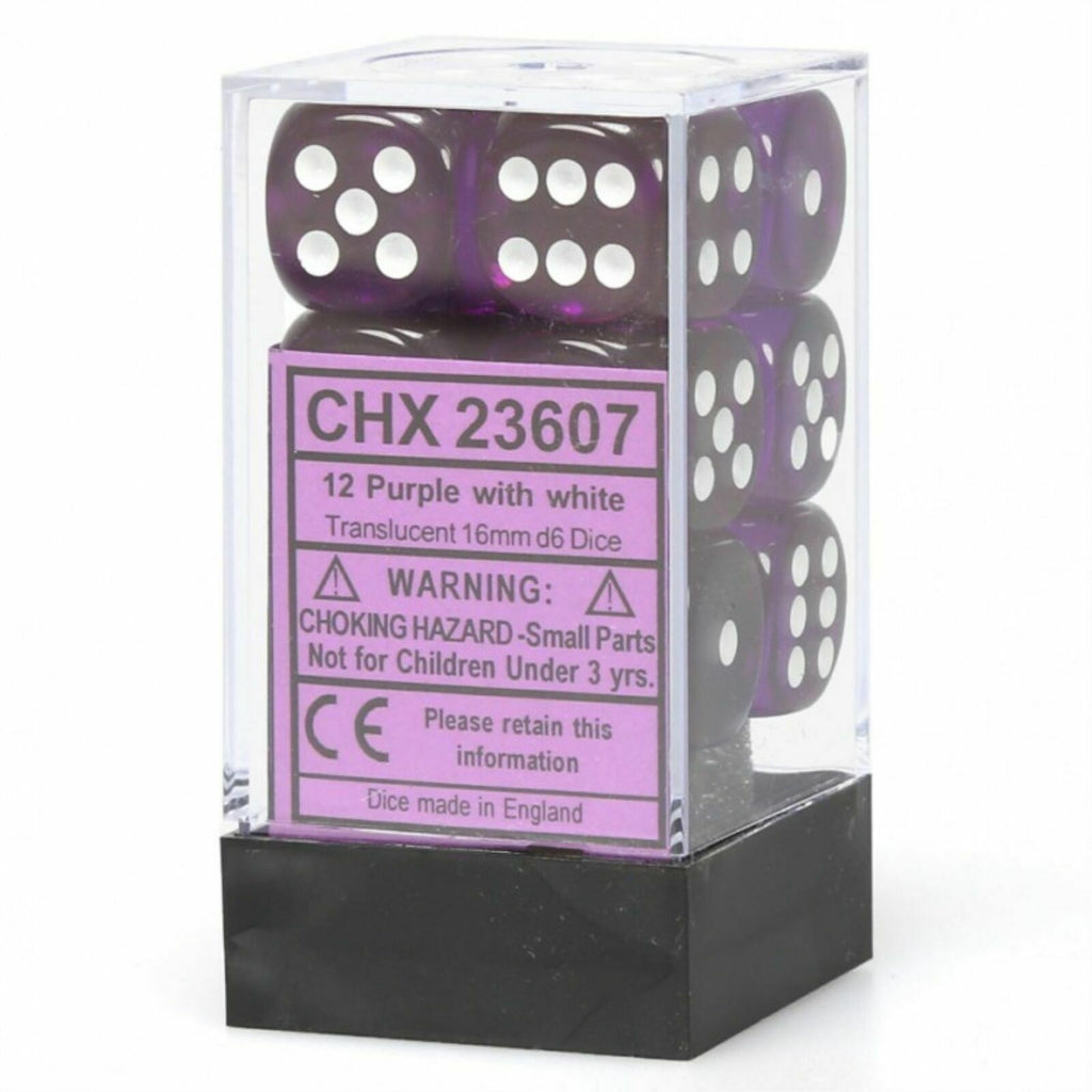 Chessex Translucent Purple/White Dice Set CHX23607 New - TISTA MINIS