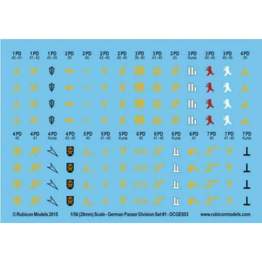 Rubicon German German Panzer Division Set 1 Decal Sheet New - Tistaminis