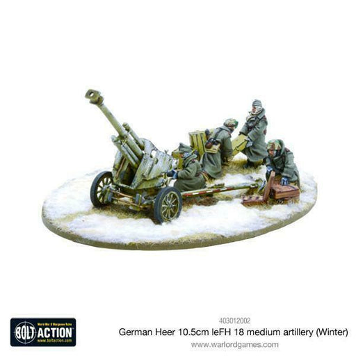 Bolt Action German Heer LeFH 18 10.5cm Med Artillery (Winter) New - TISTA MINIS