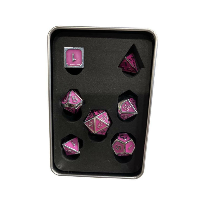 Metal Dungeons and Dragons Dice - Pink - Tistaminis