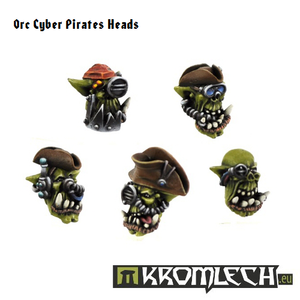 Kromlech Orc Cyber Pirates Heads New - TISTA MINIS