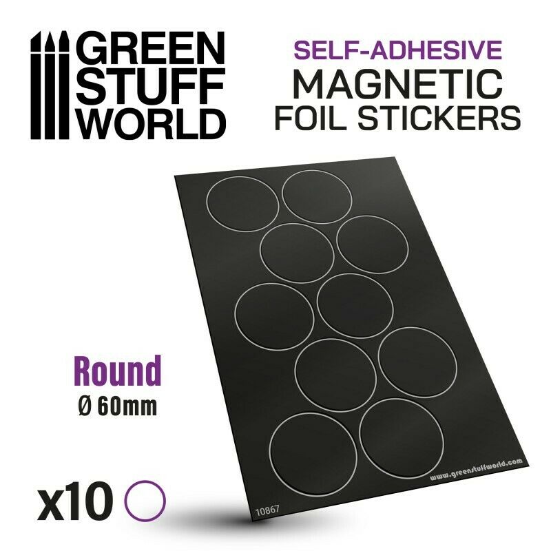 Green Stuff World Magnetic Precut Sizes - Adhesive Round 60mm New - Tistaminis