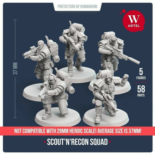 Artel Miniatures - Scout`n`Recon Squad with Heavy Weapon Specialist 32mm New - TISTA MINIS