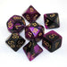 Chessex MINI GEMINI 7-DIE SET BLACK-PURPLE/GOLD New - Tistaminis