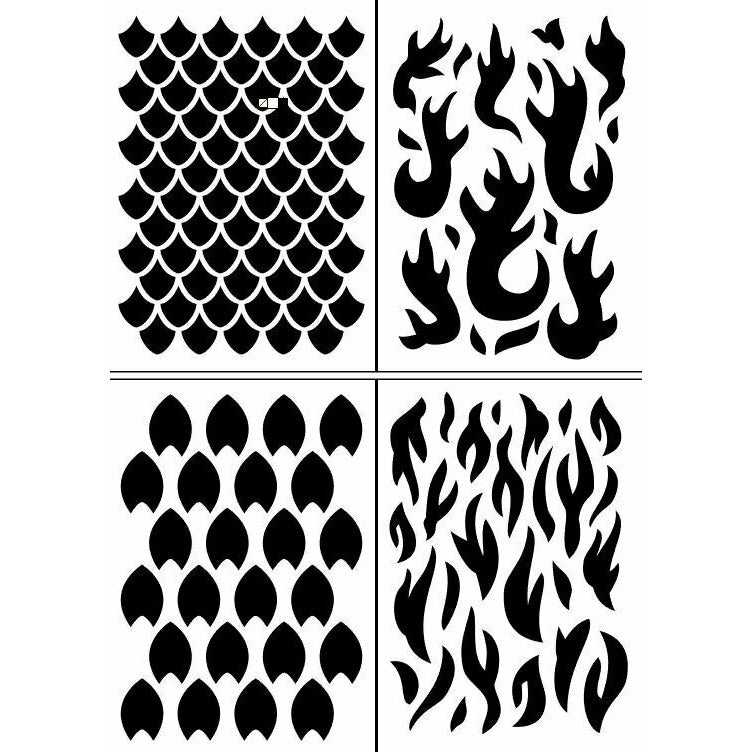 Flames and Scales Airbrush Vinyl Stencils | TISTAMINIS