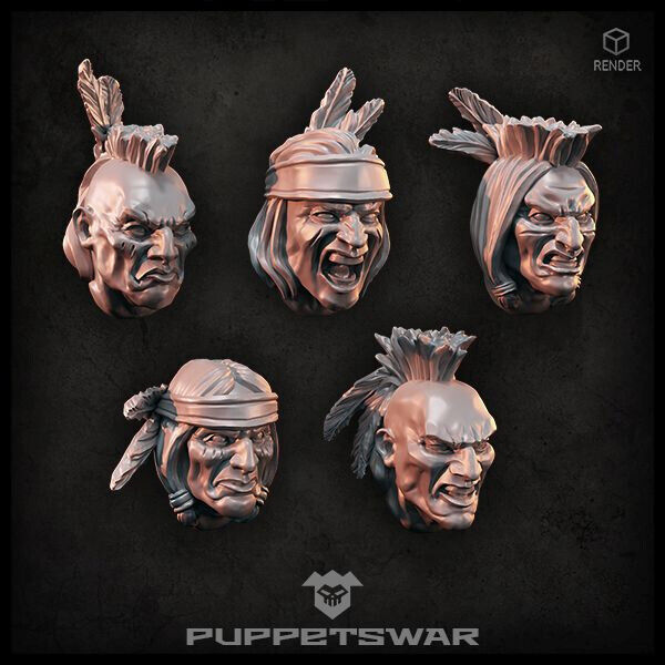 Puppet War Native American Heads New - Tistaminis