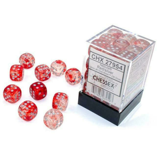 Chessex Nebula: 36D6 Red/Silver Luminary New - TISTA MINIS