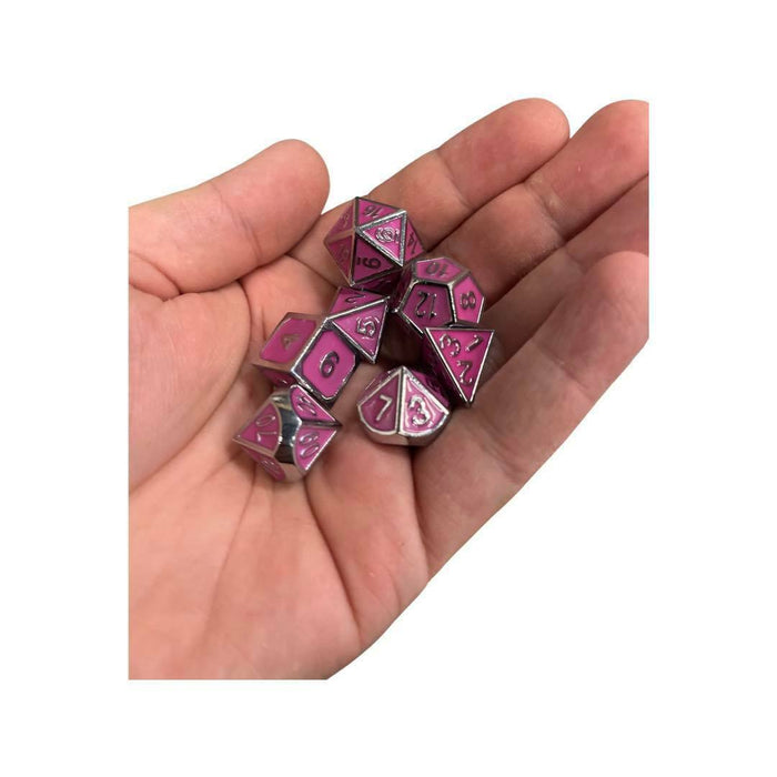 Metal Dungeons and Dragons Dice - Pink - Tistaminis