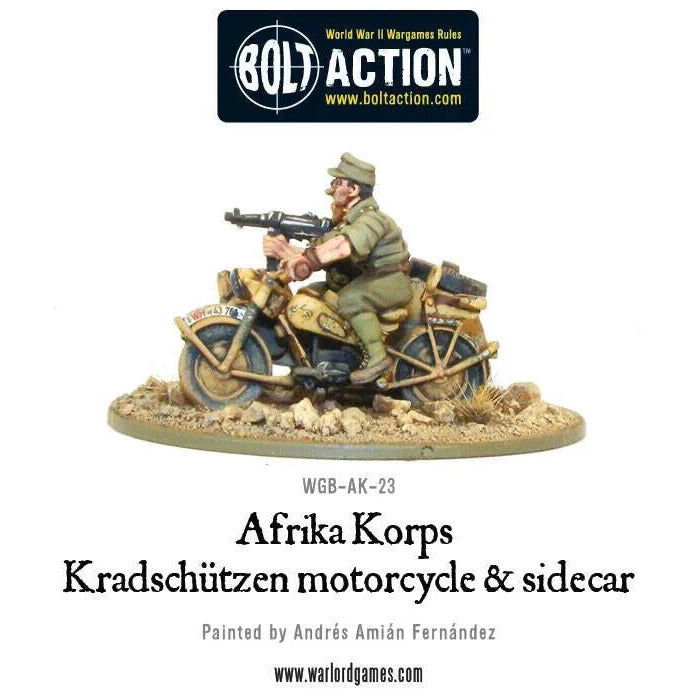 Bolt Action German Afrika Korps Kradschutzen Motorcycle & sidecar New - Tistaminis