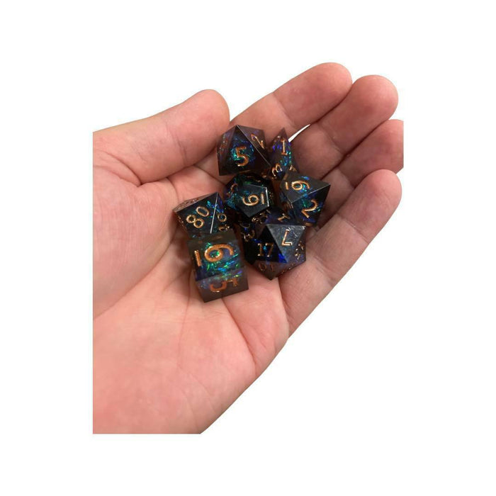 Dungeons and Dragons Dice - Black and Gold Milky Way - Tistaminis