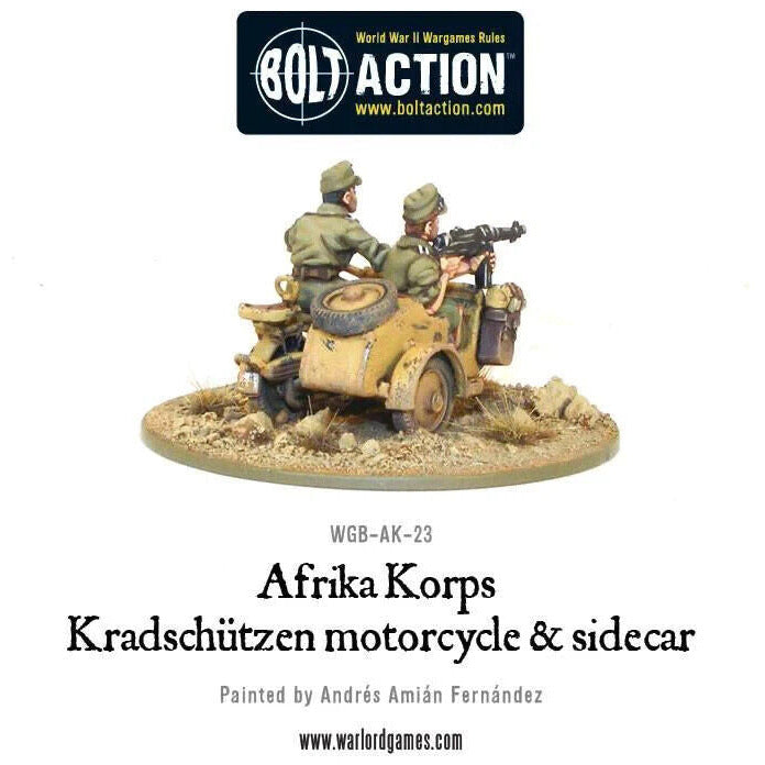 Bolt Action German Afrika Korps Kradschutzen Motorcycle & sidecar New - Tistaminis