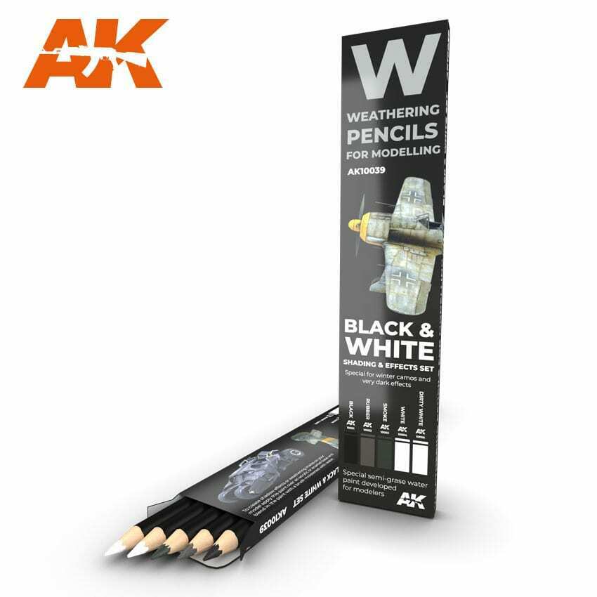 AK Interactive Watercolor Pencil Set Black And White New - TISTA MINIS