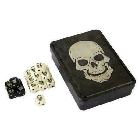 Gale Force Nine Skull Tin (x5 Black Dice x15 Bone Dice) New - TISTA MINIS