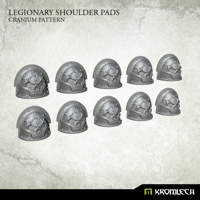 Kromlech Legionary Shoulder Pads: Cranium Pattern (10) New - TISTA MINIS