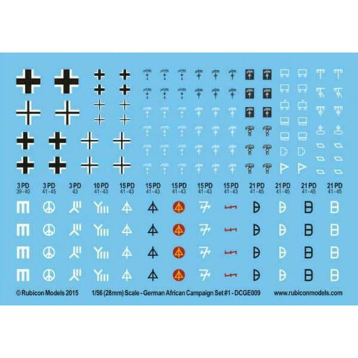 Rubicon German German African Campaign Set 1 Decal Sheet New - Tistaminis