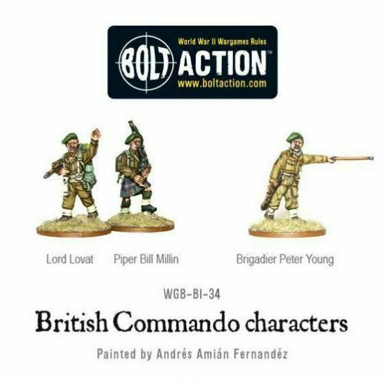 Bolt Action British Commando HQ(Lord Lovat, Piper Millin, Young) New - WGB-BI-34 - TISTA MINIS