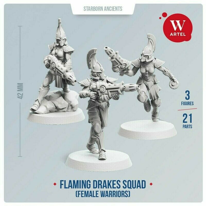 Artel Miniatures - Flaming Drakes Squad (female warriors) 28mm New - TISTA MINIS