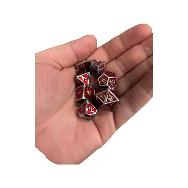 Metal Dungeons and Dragons Dice - Crimson Red - Tistaminis