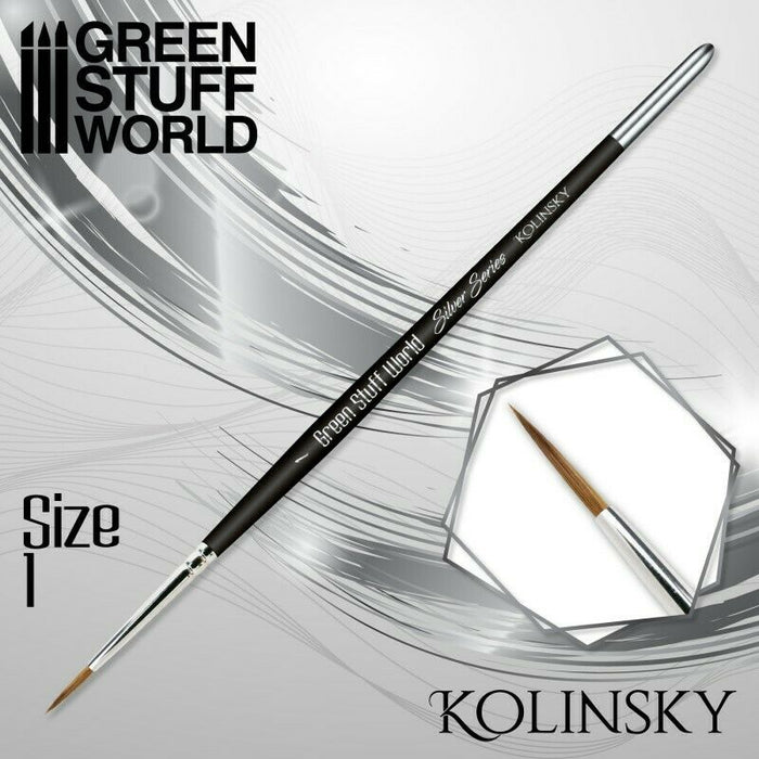 Green Stuff World SILVER SERIES Kolinsky Brush - Size 1 New - TISTA MINIS