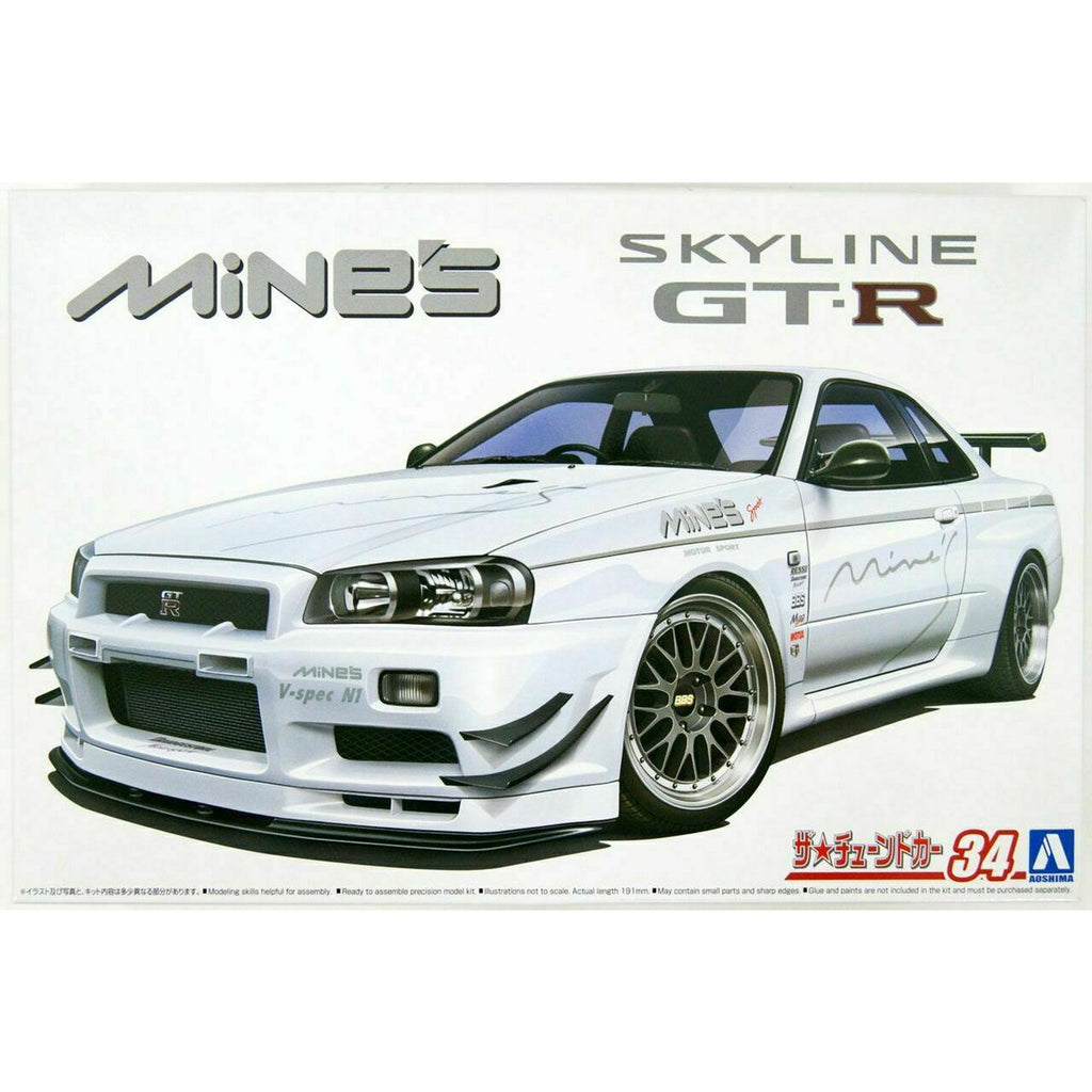 Aoshima 1/24 Nissan Mine's BNR34 Skyline GT-R '02 New - Tistaminis