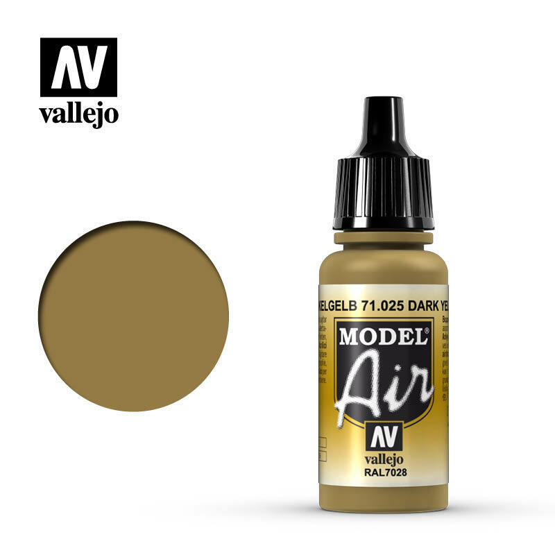 Vallejo Model Air Paint Dark Yellow (FS 33440, RAL 1027) (6/Bx) (71.025) - Tistaminis