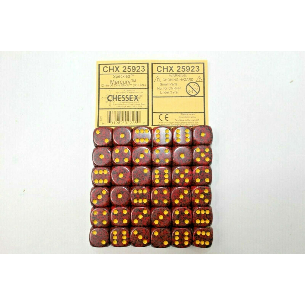 Chessex Dice 12mm D6 (36 Dice) Speckled Mercury CHX25923 | TISTAMINIS