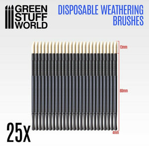 Green Stuff World 25x Disposable Weathering Brushes New - TISTA MINIS