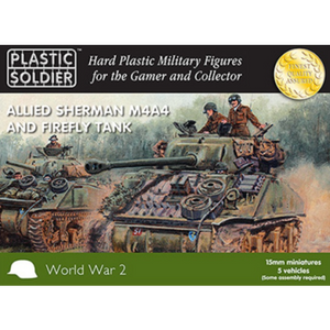 Plastic Soldier Company 15MM EASY ASSEMBLY SHERMAN M4A4 AND FIREFLY TANK New - TISTA MINIS