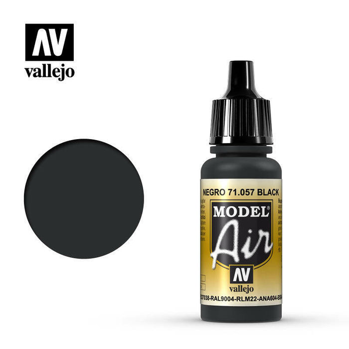 Vallejo Model Air Paint Black (FS 37078,RAL 9004) (6/Bx) (71.057) - Tistaminis